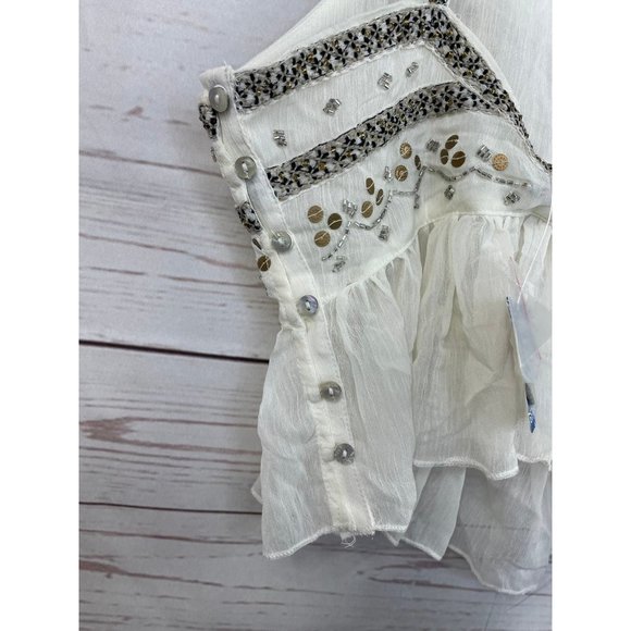 Free People Camille Embroidered Bead Crop NWT XS - Picture 4 of 7